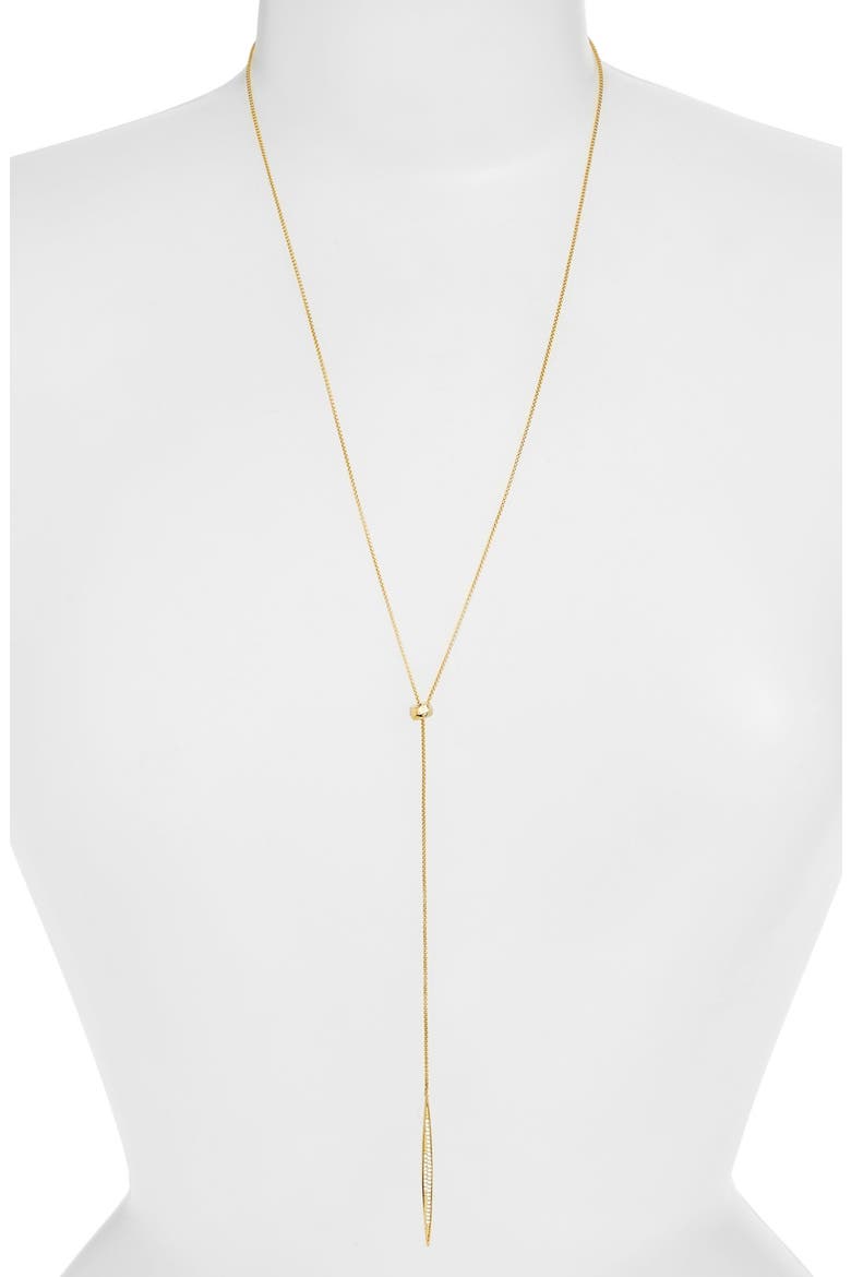 'Tattoo' Encrusted Lariat Necklace, Main, color, GOLD
