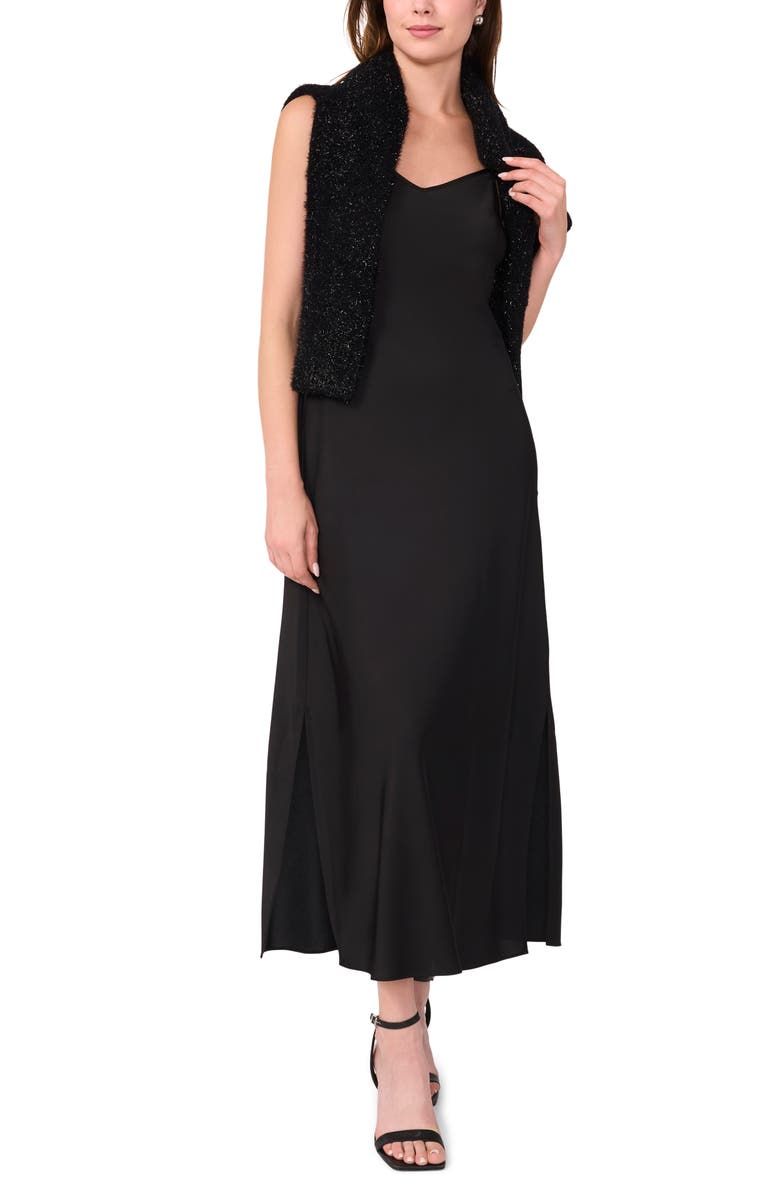 Halogen<sup>®</sup> V-Neck Slip Dress with Sweater, Alternate, color,