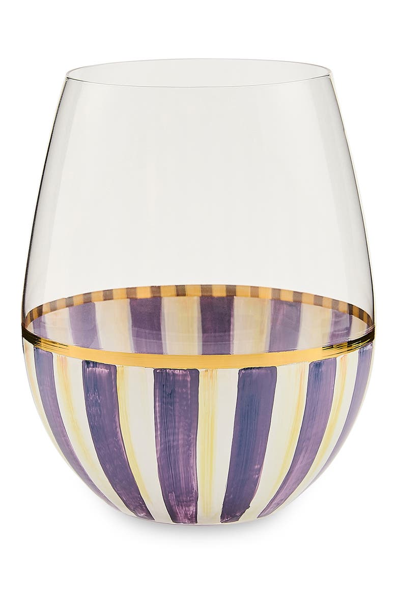 Violet Stripe Stemless Wine Glass, Main, color, VIOLET