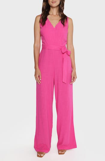 Matty M . Remi Wide Leg Jumpsuit In Pink