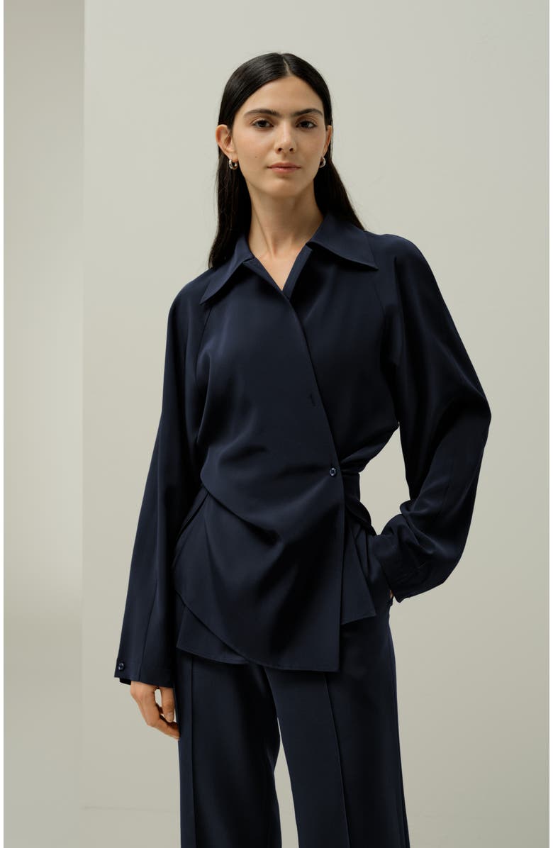 Lilysilk Multipositional Silk Shirt, Alternate, color, Midnight Blue