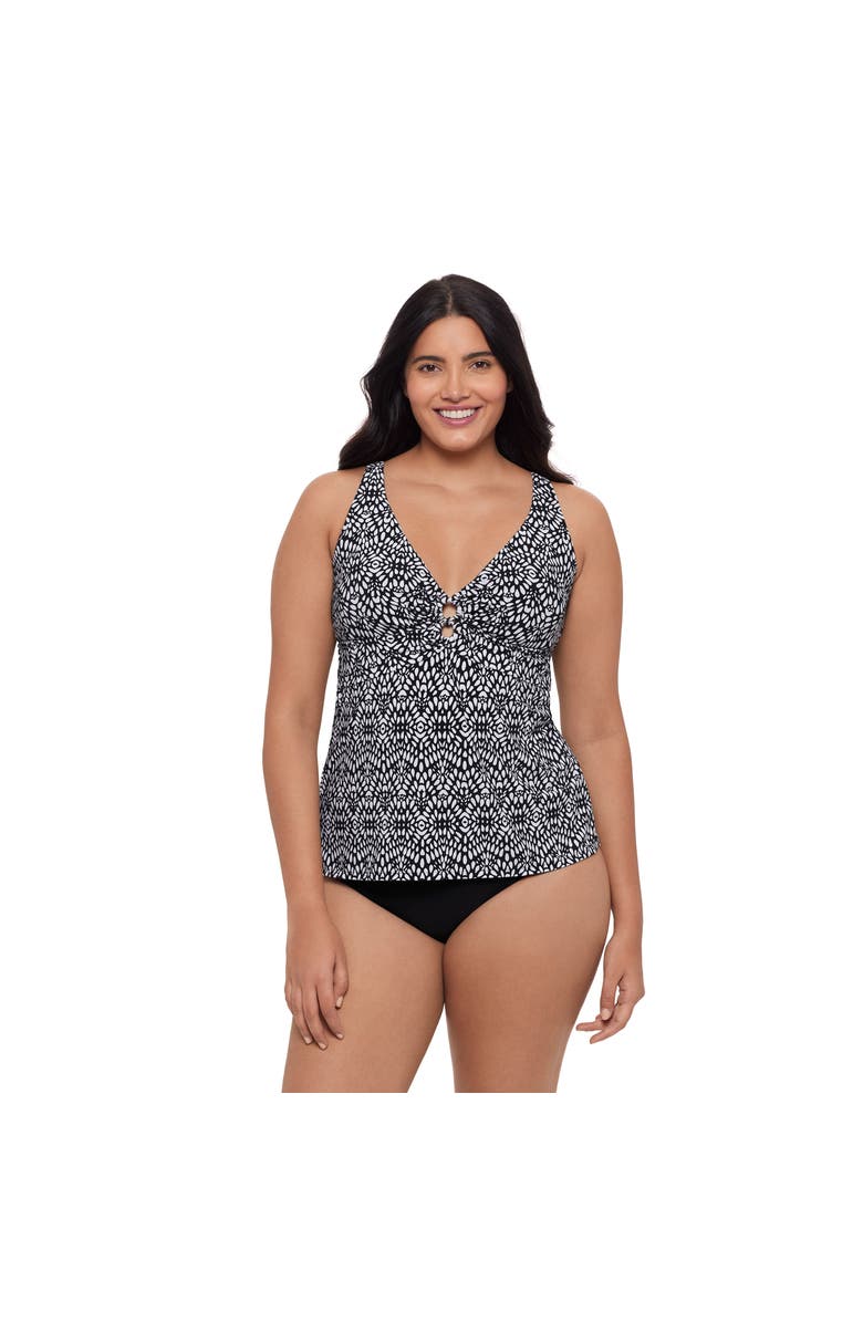 Trimshaper Molly Double Ring Plus Size Tankini Swimsuit Top, Main, color, Balinese Block
