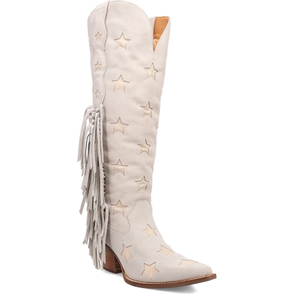 Dingo Super Star Knee High Western Boot In White