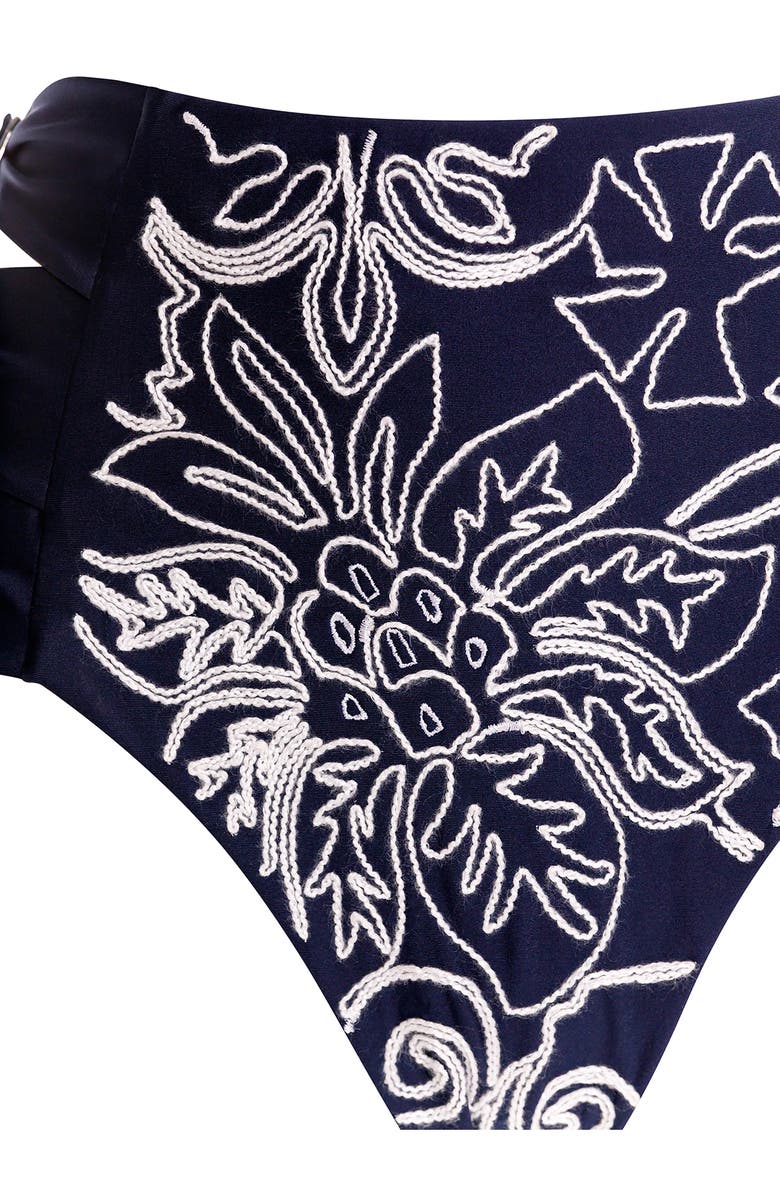 Agua Bendita Willa Reversible High Waist Bikini Bottoms, Alternate, color, Navy Blue