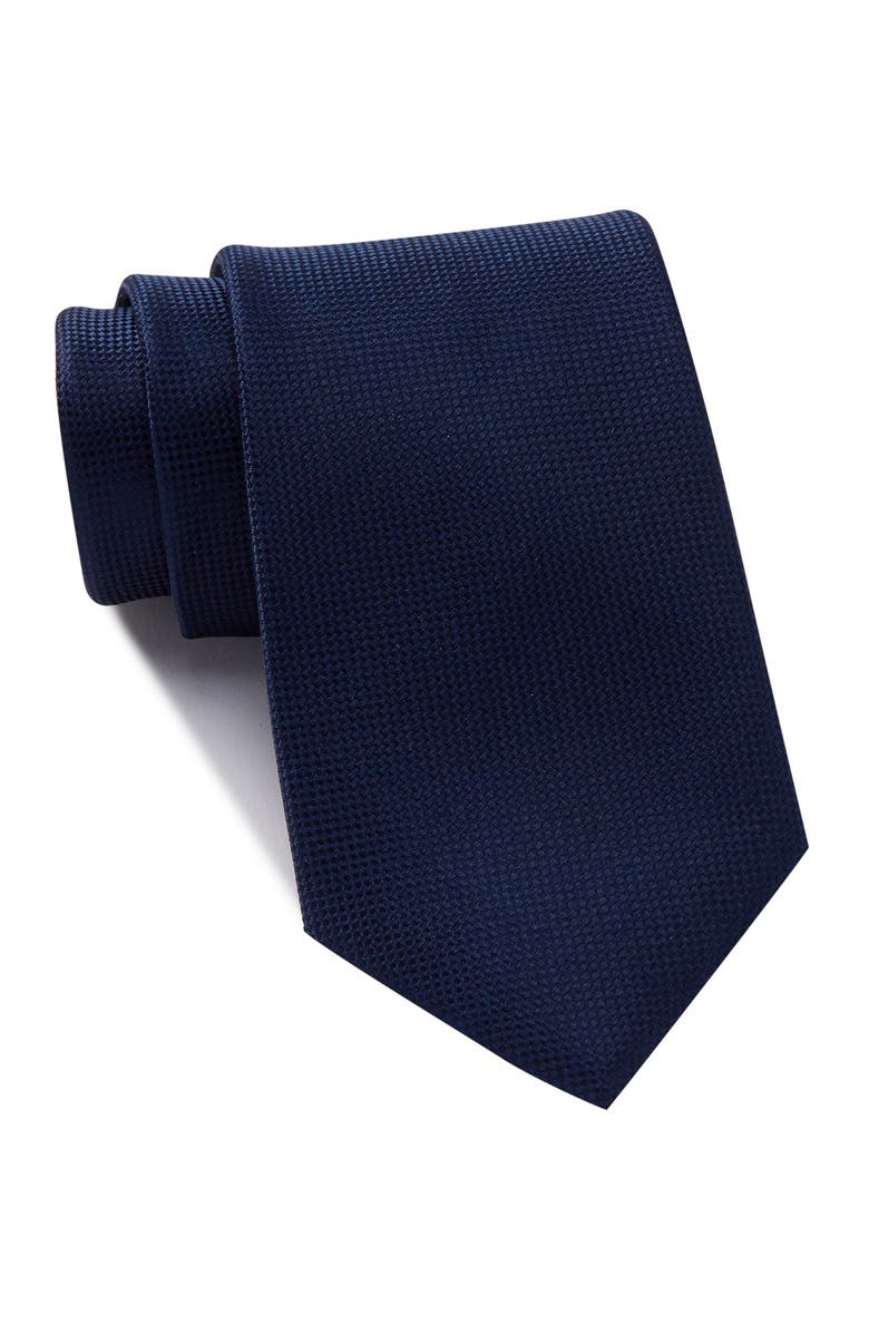 NORDSTROM RACK Oleta Solid Silk Blend Tie, Main, color, Navy