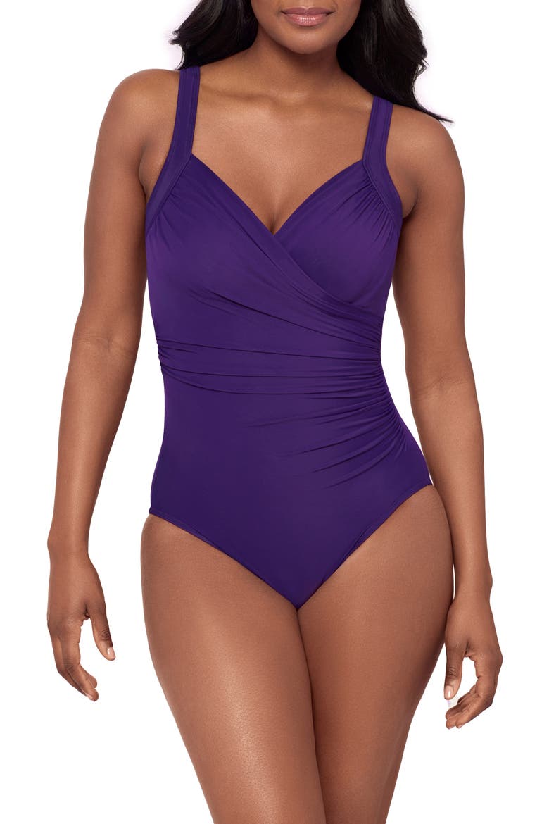 Solid Sanibel Underwire One-Piece Swimsuit, Main, color, MULBERRY