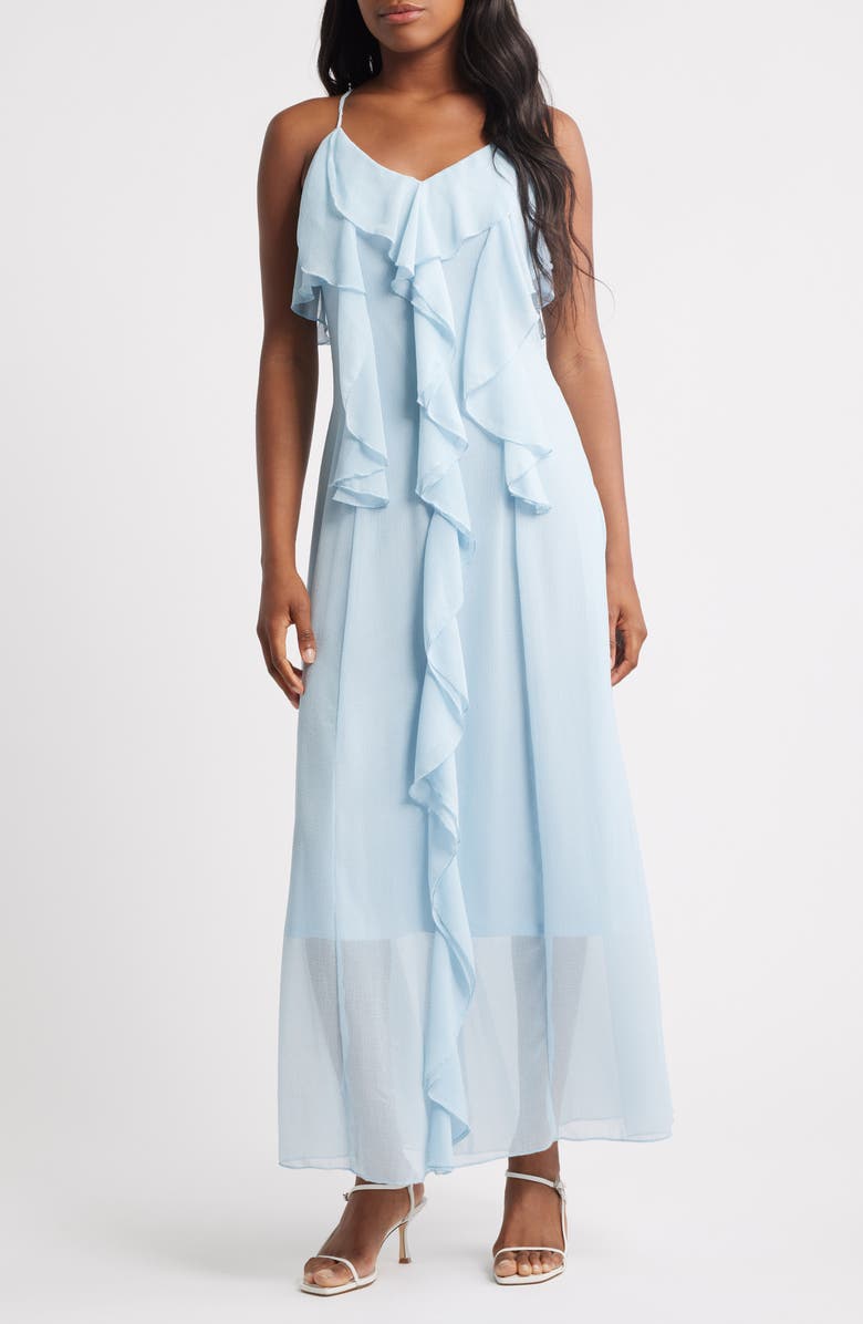 VERO MODA Camille Ruffle Detail Slipdress, Main, color, Skyway