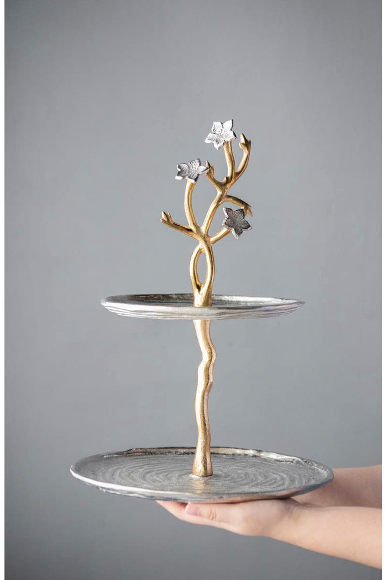 Cherry Blossom Tiered Serving Stand, Alternate, color, GOLD