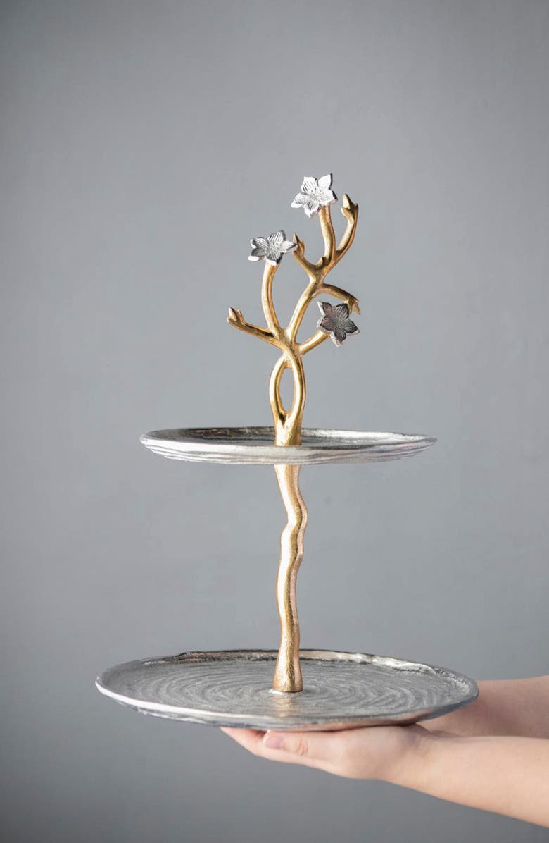 A & B Home Cherry Blossom Tiered Serving Stand, Alternate, color, Gold