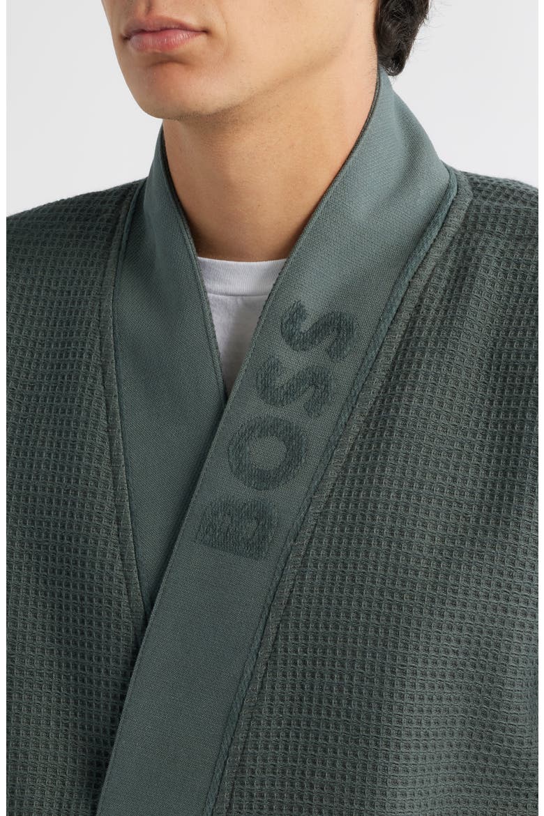 Waffle Knit Kimono Robe, Alternate, color, OPEN GREEN