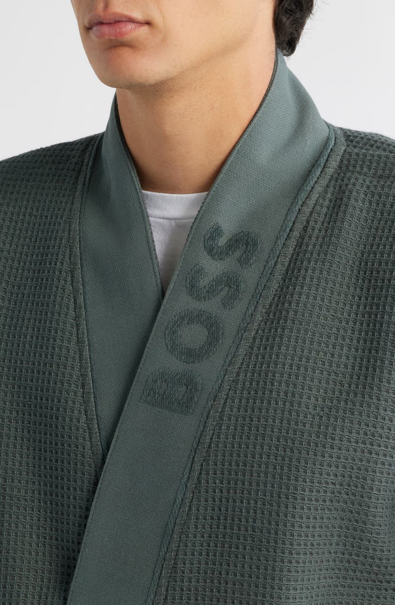 BOSS Waffle Knit Kimono Robe, Alternate, color, Open Green