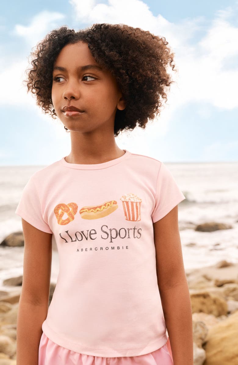 abercrombie kids Kids' I Love Sports Rib Graphic T-Shirt, Alternate, color, Chalk Pink