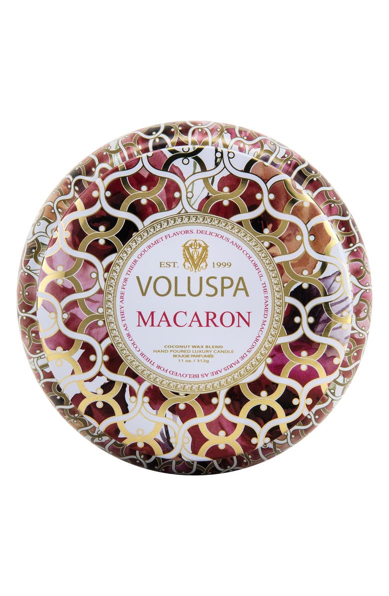 Voluspa Maison Blanc Macaron Maison Metallo Two-Wick Candle, Main, color,