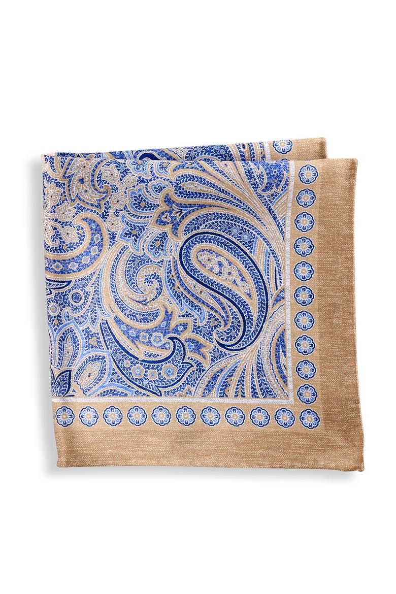 Big & Tall Tonal Paisley Pocket Square, Main, color, TAUPE