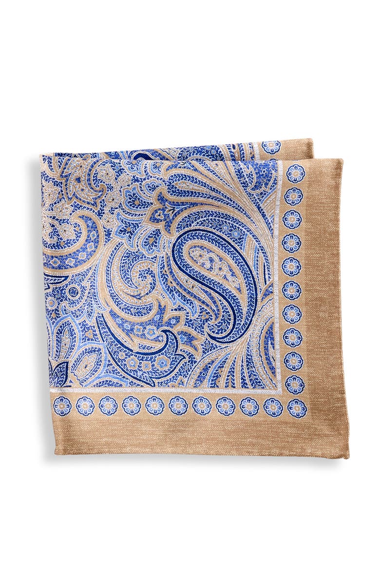 Synrgy by DXL Big & Tall Tonal Paisley Pocket Square, Main, color, Taupe
