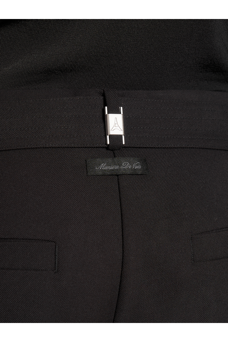 Loic Wide Leg Tailored Trousers With Belt, Alternate, color, Black