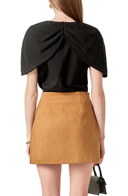 English Factory Bow Mixed Media Top In Black