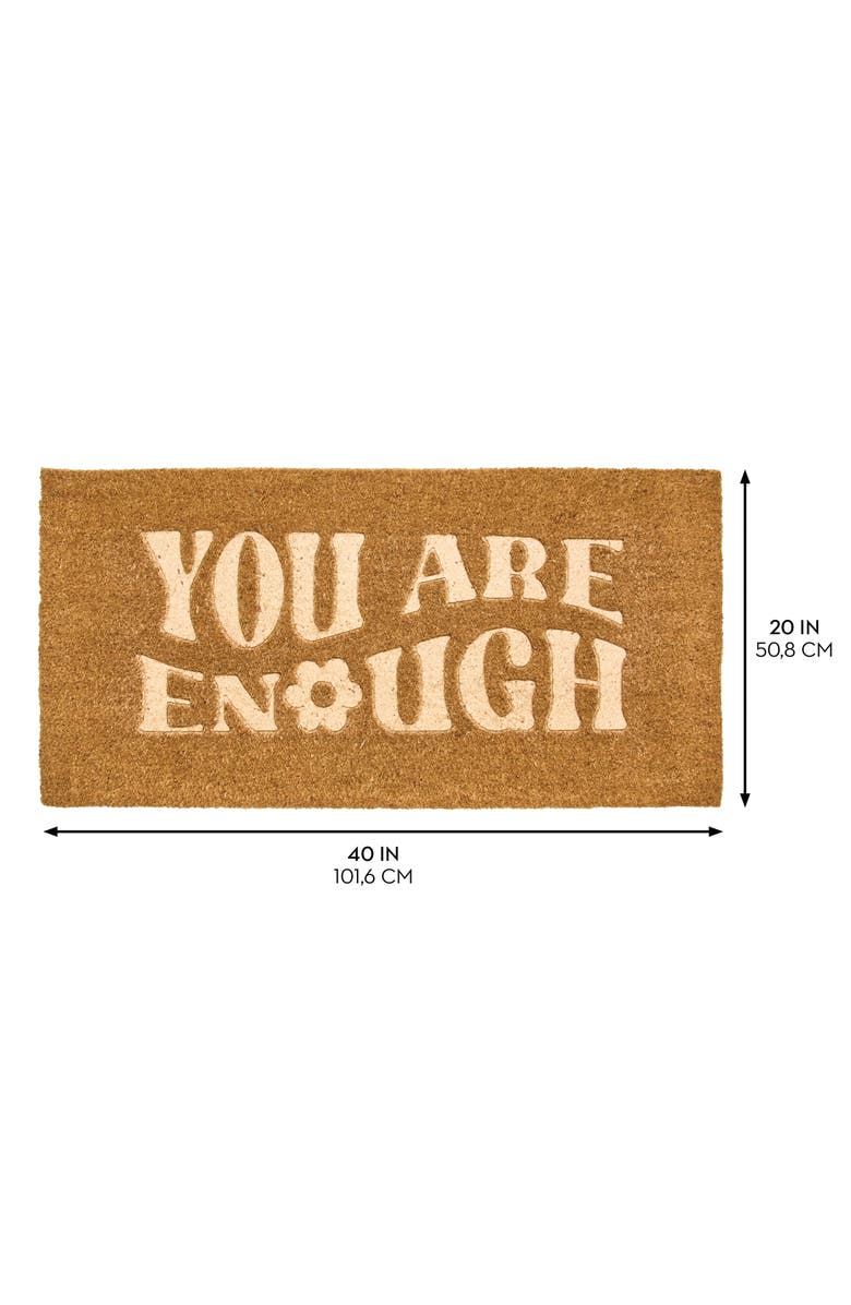 mDesign You Are Enough Coir Doormat for Outdoor/Indoor Entrance, Natural, Alternate, color, Natural