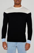 Redvanly Boynton Colorblock Merino Wool Crewneck Sweater