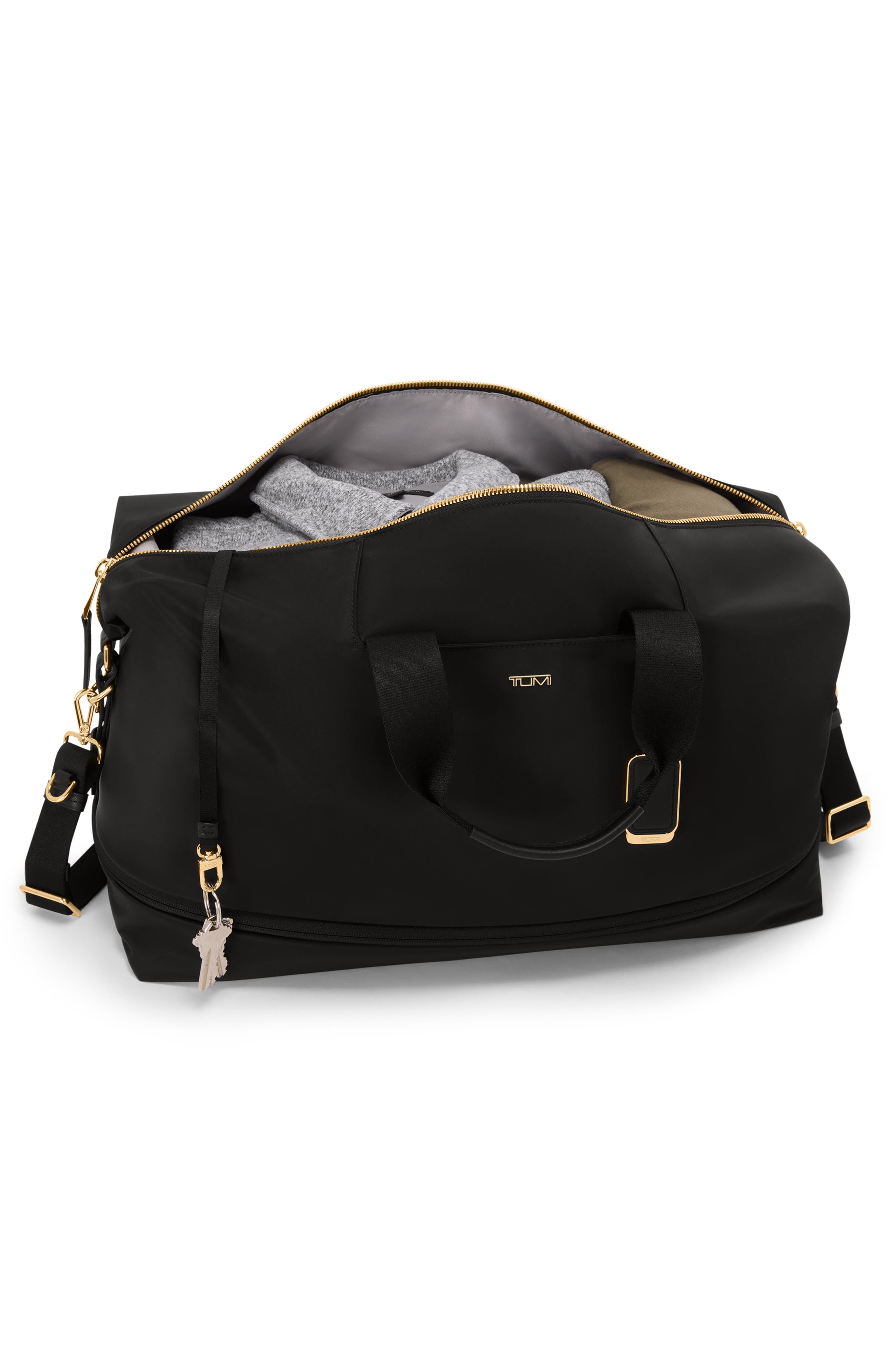 TUMI Rhys Expandable Duffel, Alternate, color, Black/ Gold