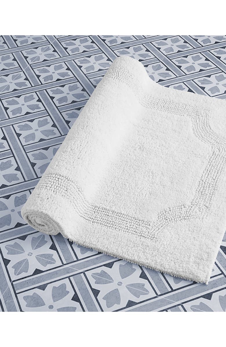 Laura Ashley Reversible Cotton Bath Rug, Alternate, color, White