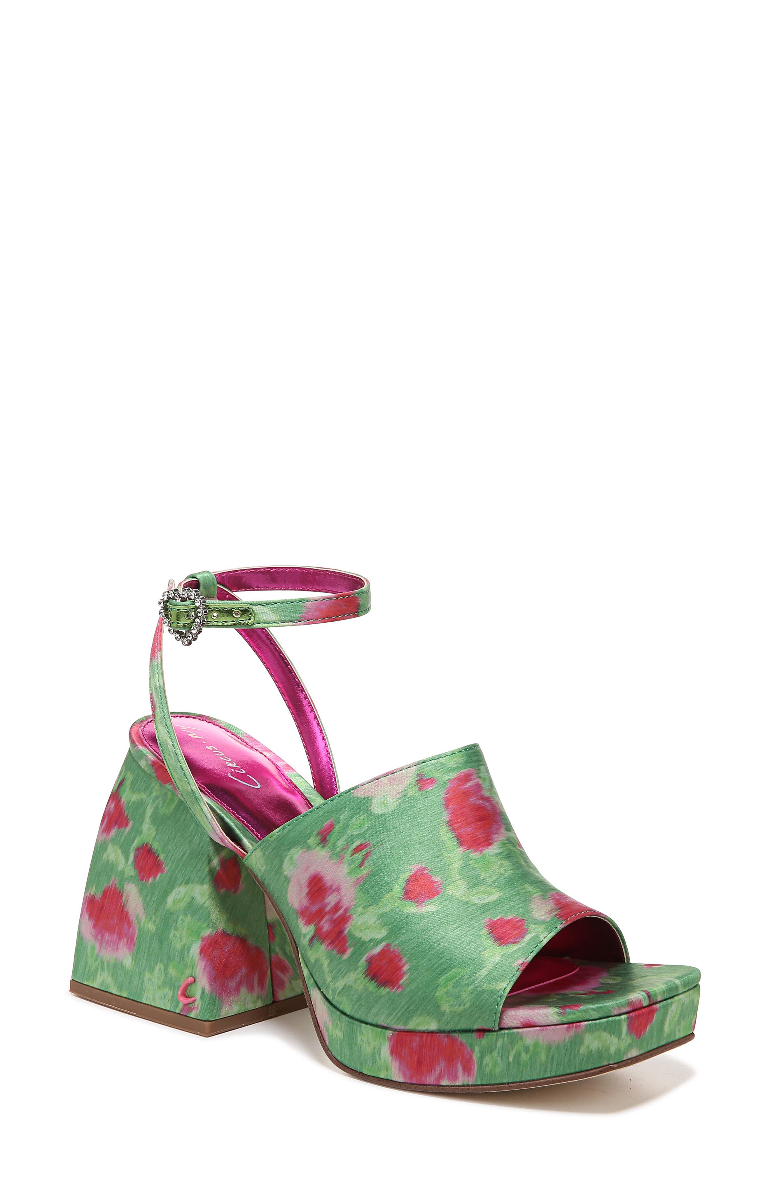 Miranda Platform Ankle Strap Sandal, Main, color, GREEN PINK MULTI
