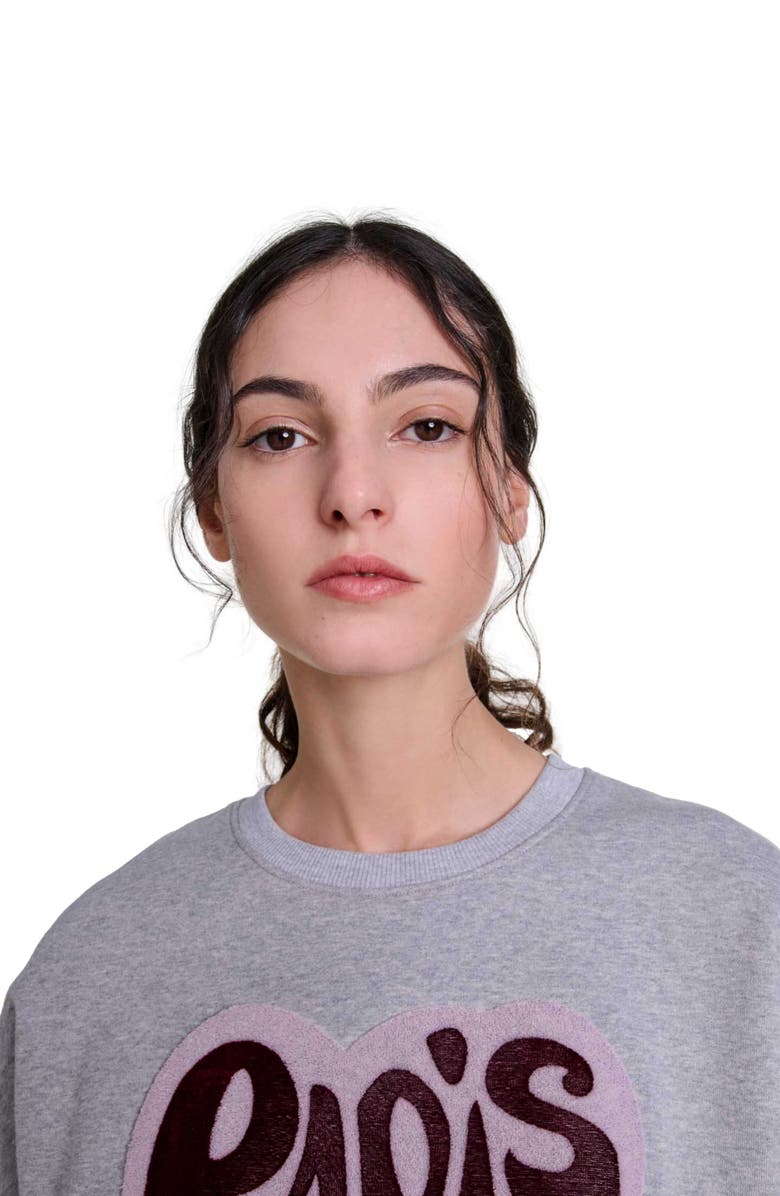 maje Paris heart patch sweatshirt, Alternate, color,