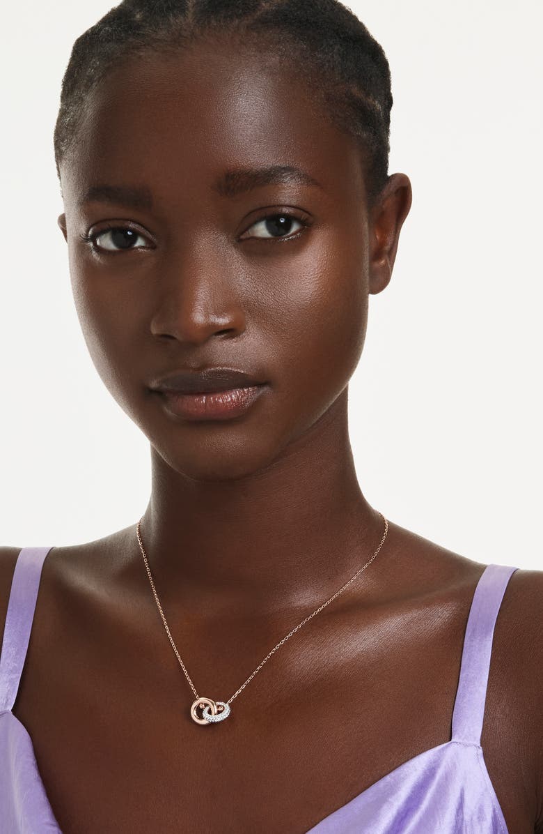 Swarovski Dextera Interlink Pendant Necklace, Alternate, color, Rose Gold/ White