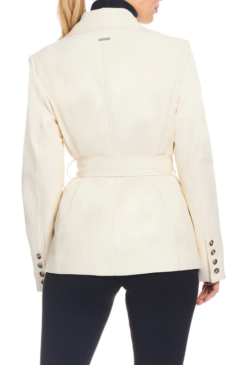 Belted Faux Leather Blazer, Alternate, color, CREAM