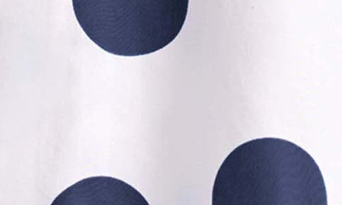 Foxcroft Agnes Polka Dot Cotton Popover Top In White/navy