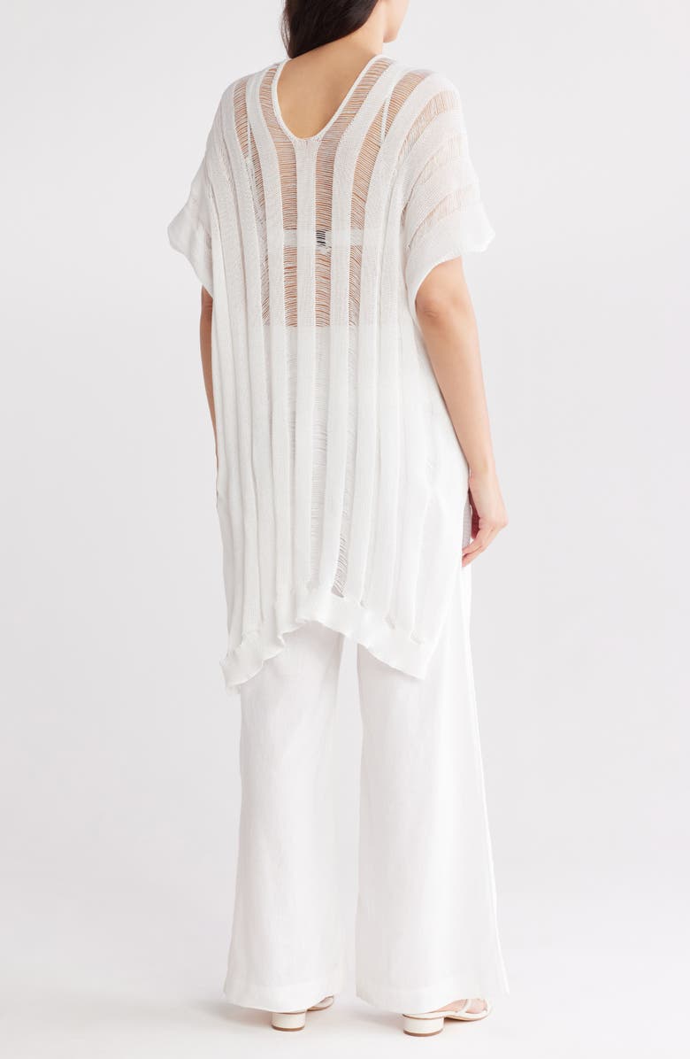 AREA STARS Open Stitch Poncho, Alternate, color, White