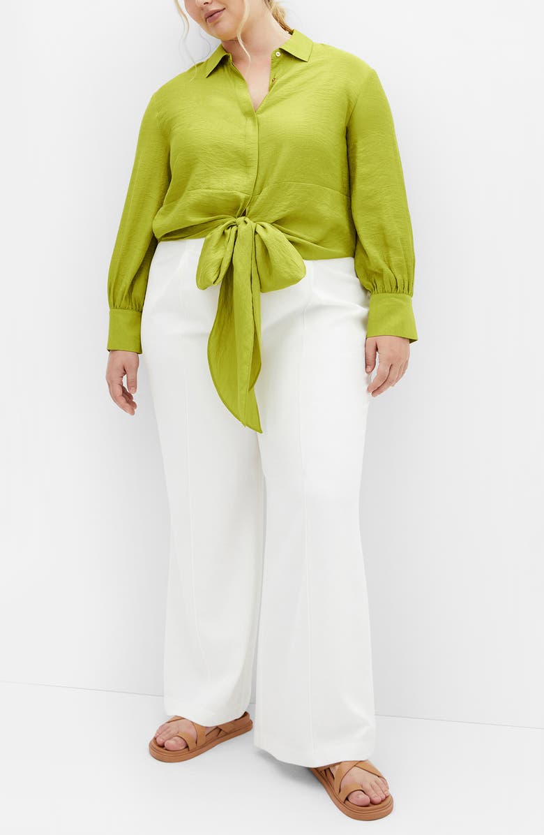 City Chic Winnie Tie Front Shirt, Alternate, color, Green