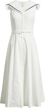 FREEMARKET Sailor Collar Cotton Midi Dress