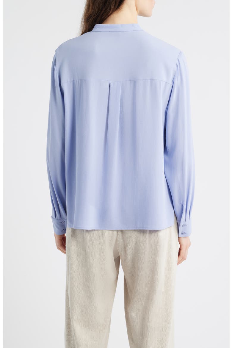 Mandarin Collar Silk Button-Up Shirt, Alternate, color, PLUME