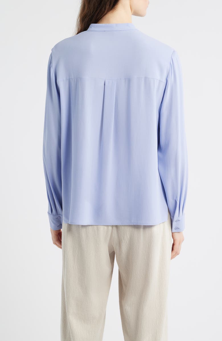 Eileen Fisher Mandarin Collar Silk Button-Up Shirt, Alternate, color,