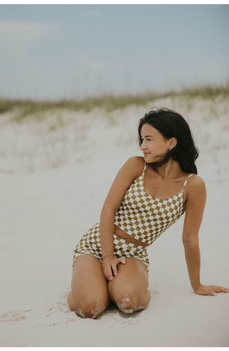 Geode Swimwear Myrtle Scoop Neck Tankini Top, Alternate, color, Green