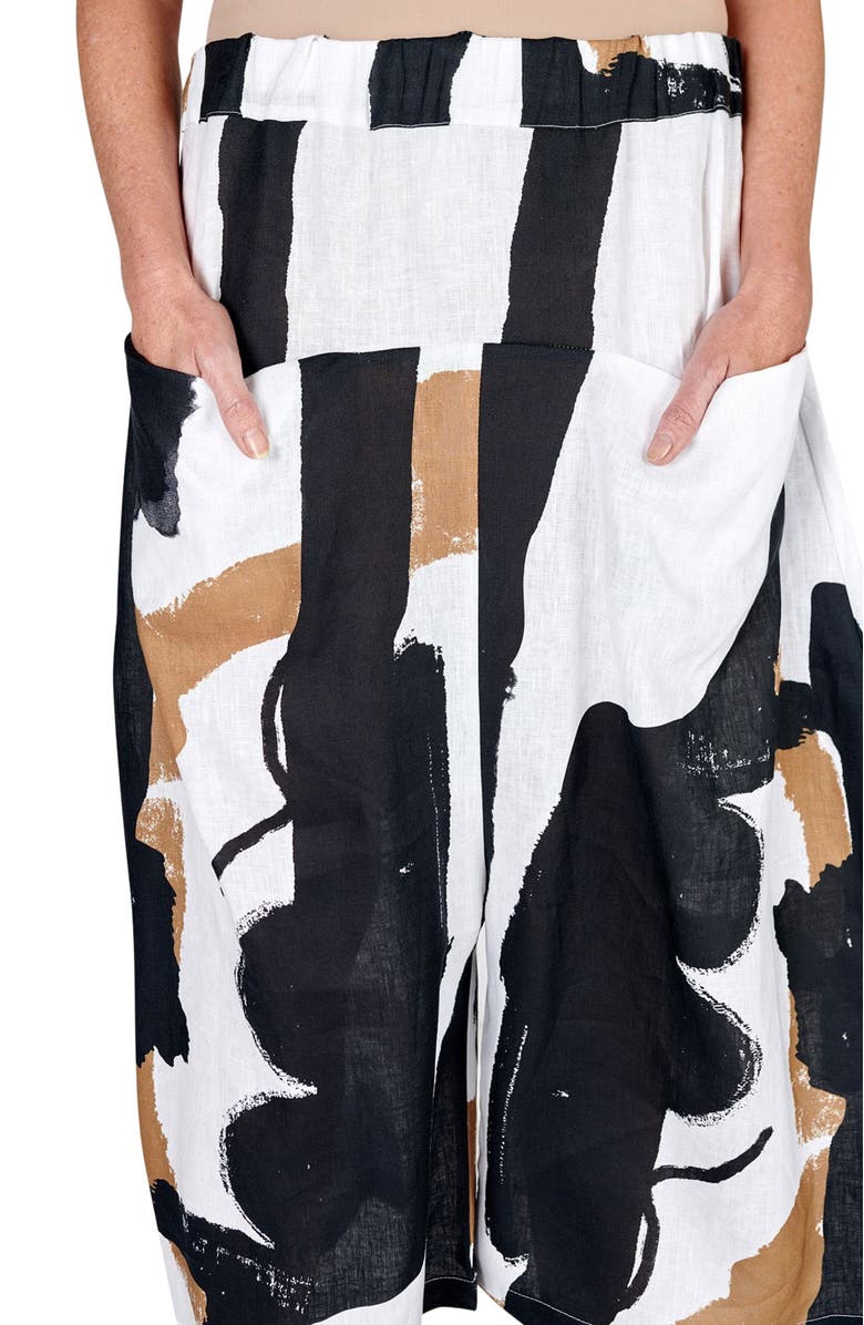 Alembika Zebra printed cropped oval silhouette pants in linen, Alternate, color, 