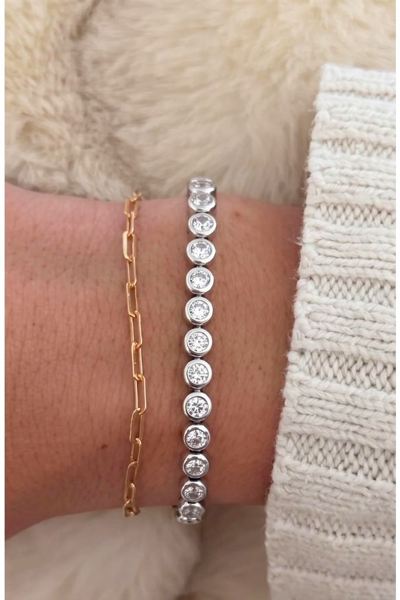Bezel Tennis Bracelet, Alternate, color, Silver