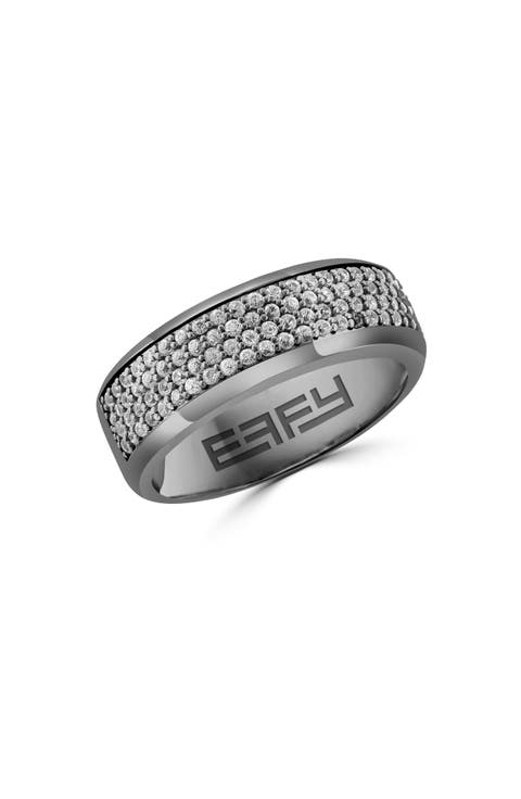 Men's Sterling Silver Pavé Zircon Ring
