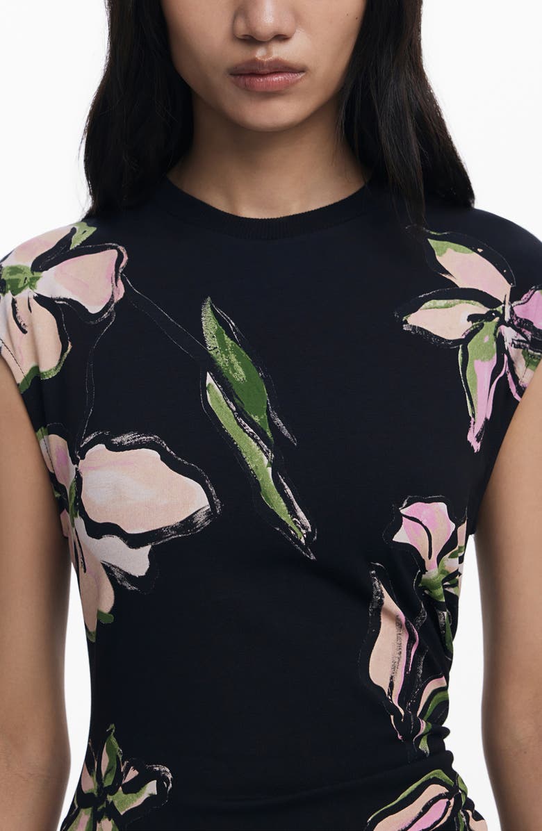 Desigual Print Midi Dress, Alternate, color, Black