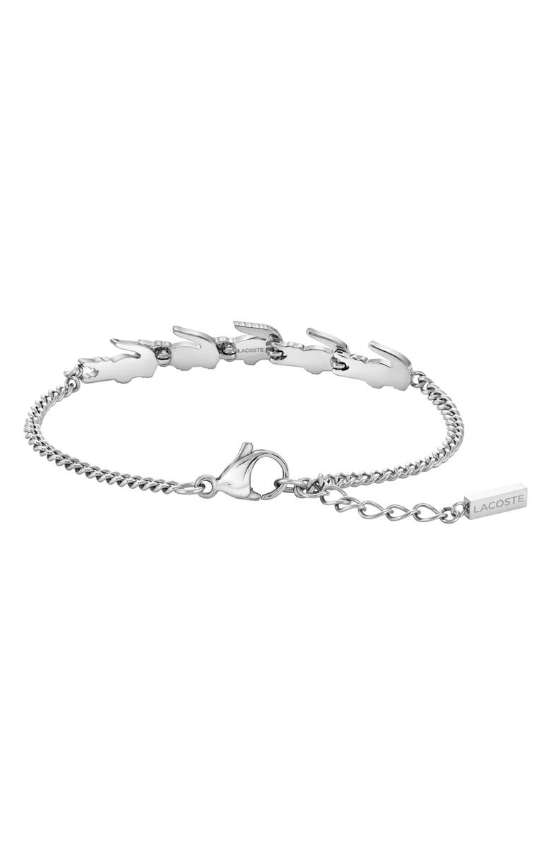Lacoste Crocodile Pavé Bracelet, Alternate, color, Silver