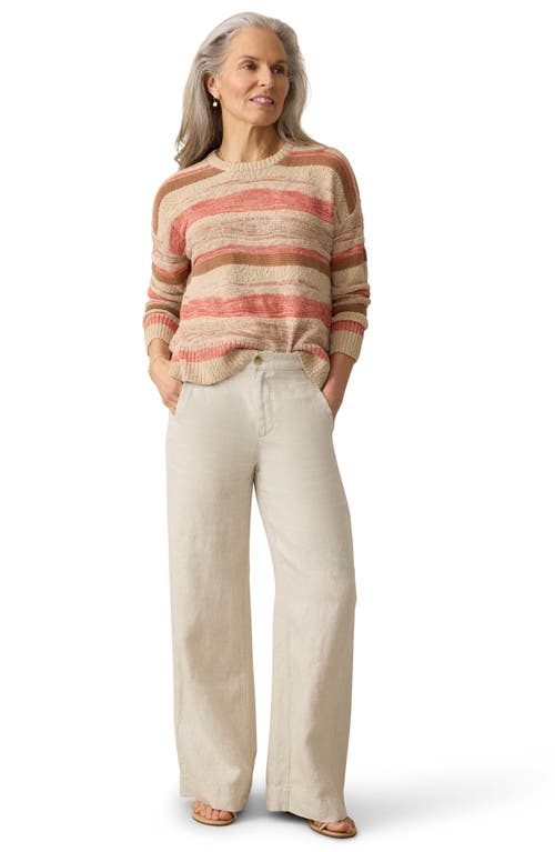 Faherty Miramar Stripe Linen & Cotton Crewneck Sweater