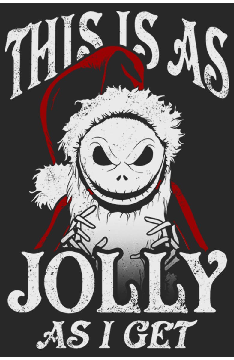 The Nightmare Before Christmas Women's The Nightmare Before Christmas This Is As Jolly as I Get Graphic T-Shirt, Alternate, color, Black