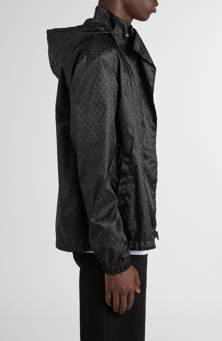 McQueen Skull Jacquard Windbreaker Jacket, Alternate, color, Black