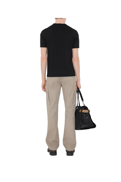 Burberry Ekd T-shirt With Check-inserts In Black