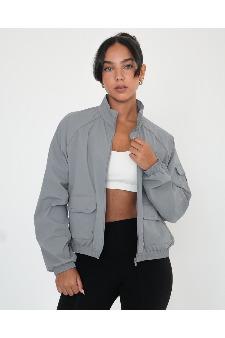 Cargo Nylon Windbreaker Jacket, Main, color, Stone