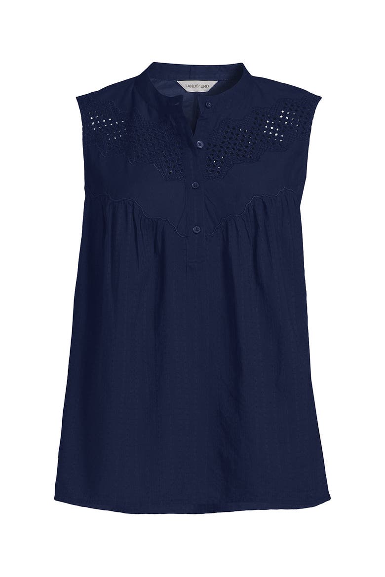 Sleeveless Eyelet Pullover Top, Alternate, color, Deep Sea Navy