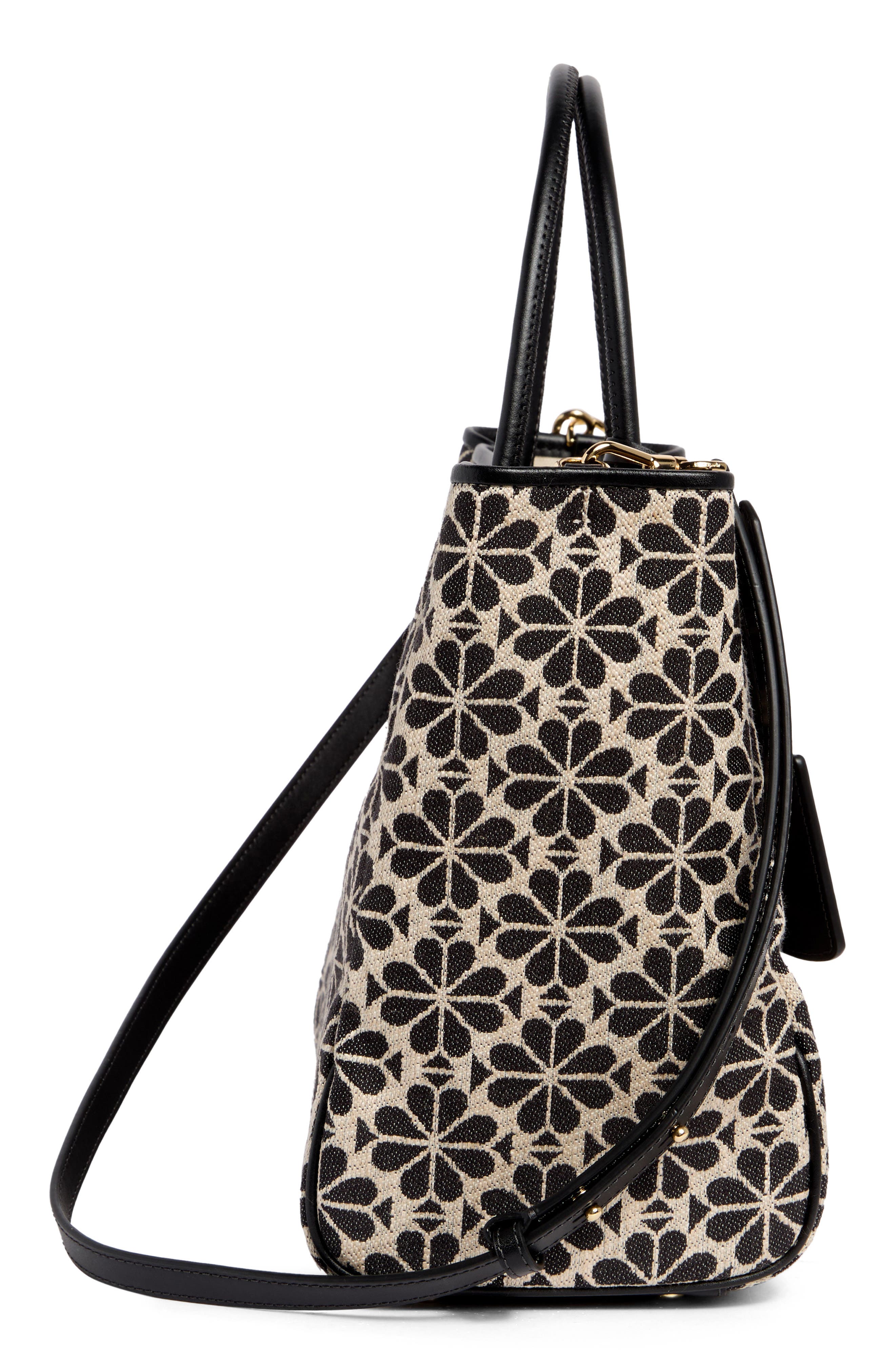 spade flower jacquard tote, Alternate, color, SAND MULTI