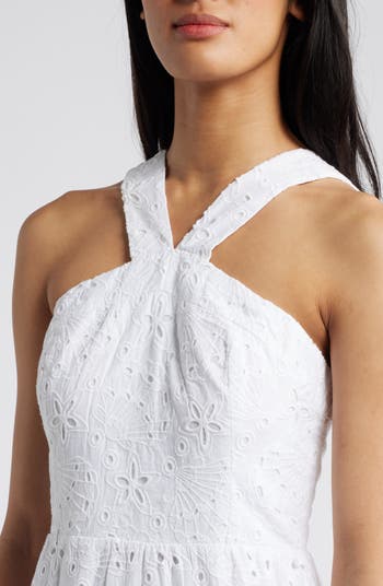 Jenette Eyelet Embroidered Halter Sundress