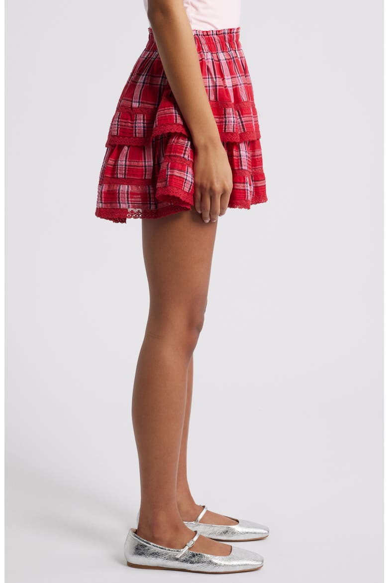 Tiered Ruffle Miniskirt, Alternate, color, CHERRY JUBILEE